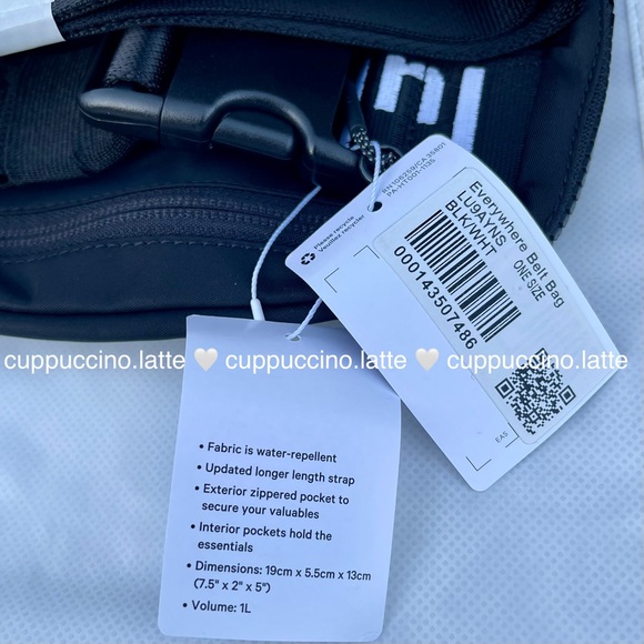 🖤NWT🤍Lululemon Athletica Everywhere Belt Bag in Black/White - Extended Strap - Picture 9 of 15